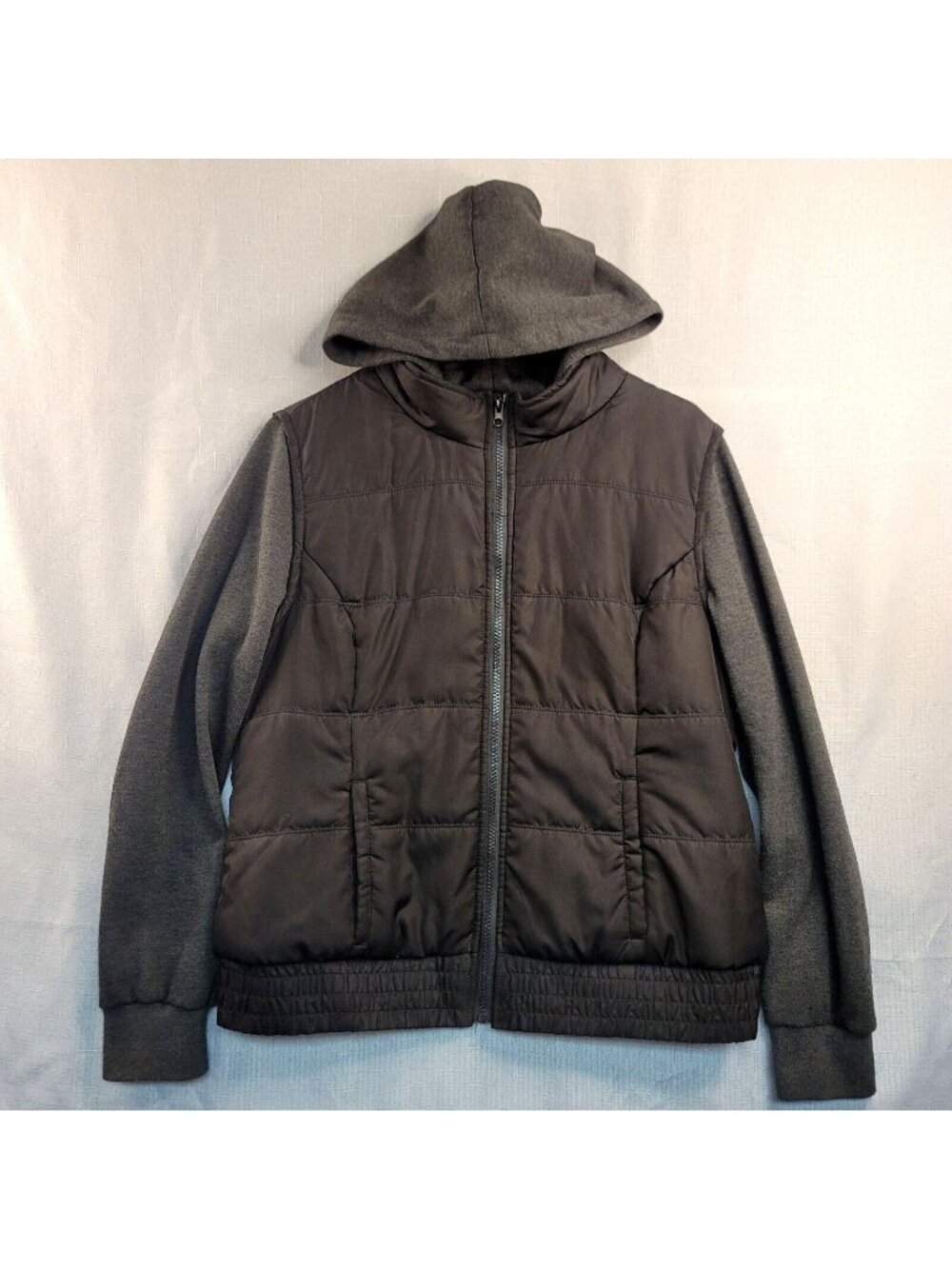Ruff Hewn Boys Youth Hooded Puffer Vest Jacket L Black Whimsygoth Streetwear